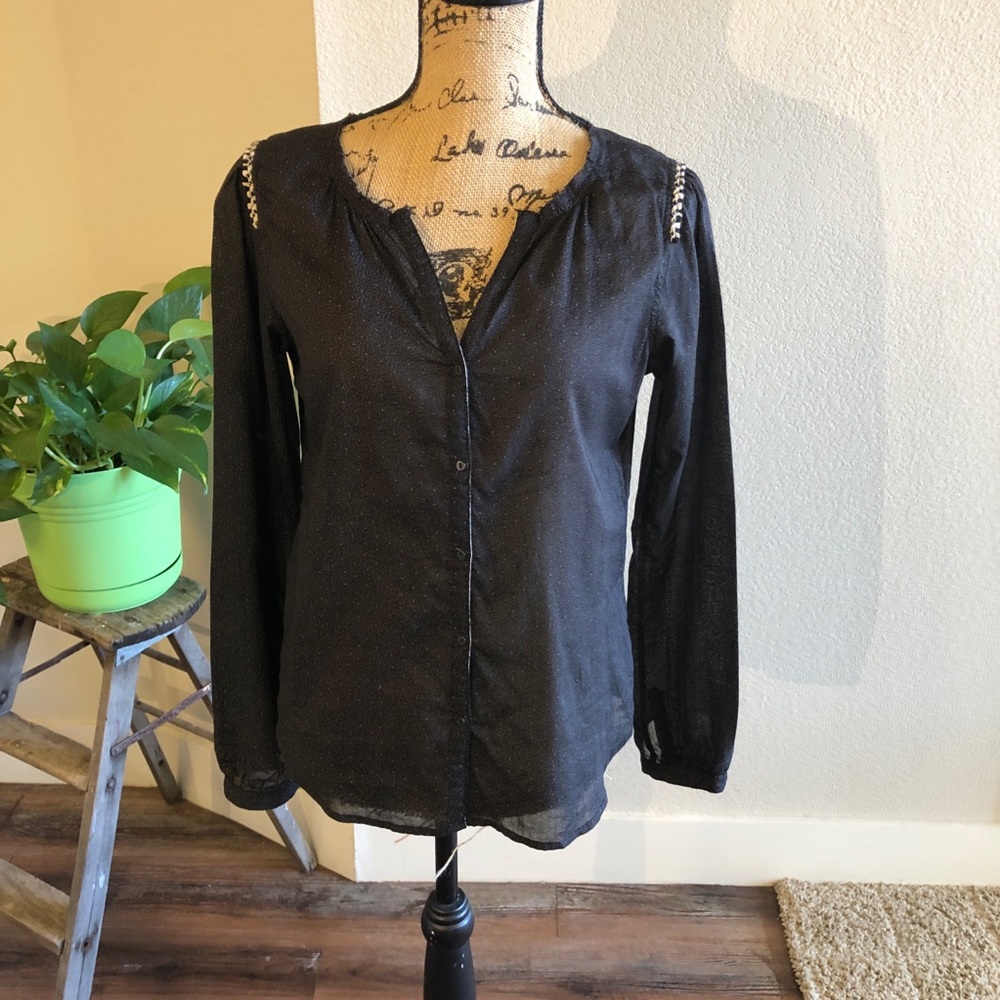 Size Small Black Maison Scotch Button Down Blouse